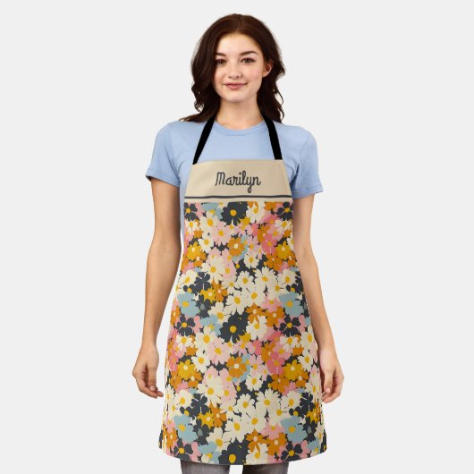 Niedlich Retro Floral Womens Schürze (Getragen)
