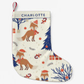 Niedlich Retro Fox und Weihnachtsbaum Personalisie Kleiner Weihnachtsstrumpf (Vorderseite)
