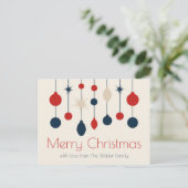 Niedlich Retro Frohe Weihnachten Red Blue Ornament (Stehend Vorderseite)