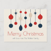 Niedlich Retro Frohe Weihnachten Red Blue Ornament (Vorderseite)