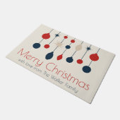 Niedlich Retro Frohe Weihnachten Red Blue Ornament Fußmatte (Schrägansicht)