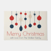Niedlich Retro Frohe Weihnachten Red Blue Ornament Fußmatte (Vorderseite)