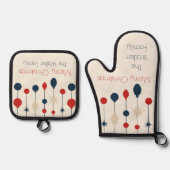 Niedlich Retro Frohe Weihnachten Red Blue Ornament Ofenhandschuh & Topflappen-Set (Vorderseite)