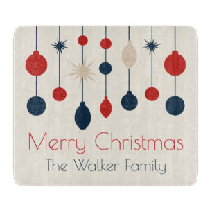 Niedlich Retro Frohe Weihnachten Red Blue Ornament Schneidebrett