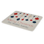 Niedlich Retro Frohe Weihnachten Red Blue Ornament Schneidebrett (Ecke)