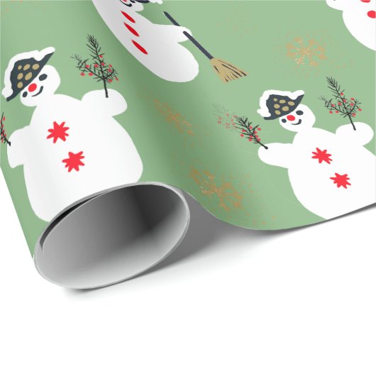 Niedlich Retro Frosty Gold Sage Green Geschenkpapier (Rolleneckpunkt)