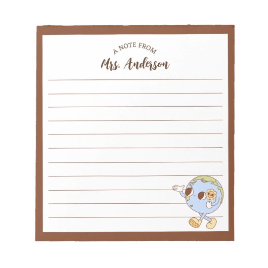 Niedlich Retro Funny Globe Zurück zur Schule Brot Notizblock (Vorderseite)