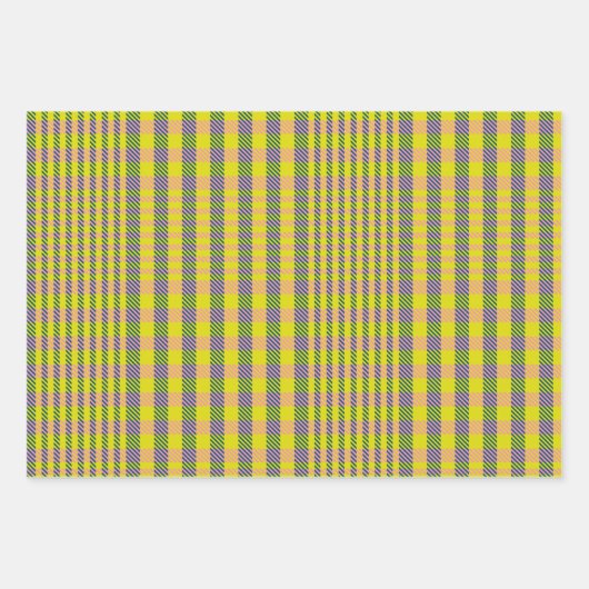 Niedlich Retro Gelb und Rosa Glen Karierter Karo Geschenkpapier Set (Vorderseite)