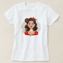 Niedlich Retro Girl Cocktail T - Shirt