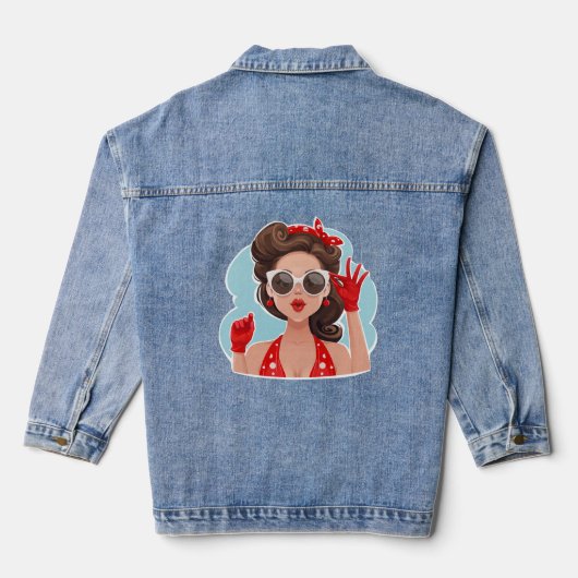 Niedlich Retro Girl Denim Jacket Jeansjacke (Rückseite)