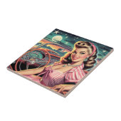 Niedlich Retro Girl Fliese (Seite)