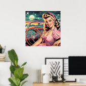 Niedlich Retro Girl Poster (Heimbüro)