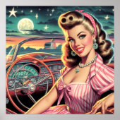Niedlich Retro Girl Poster (Vorne)