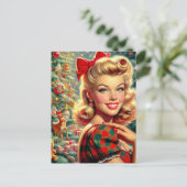Niedlich Retro Girl Postkarte (Stehend Vorderseite)