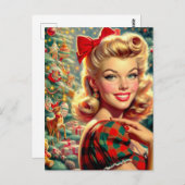 Niedlich Retro Girl Postkarte (Vorne/Hinten)