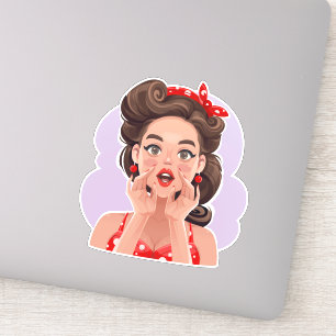 Niedlich Retro Girl Vinyl Stickers Aufkleber