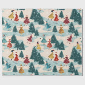 Niedlich Retro Girls Skaten Geschenkpapier (Flach)