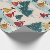 Niedlich Retro Girls Skaten Geschenkpapier (Ecke)