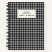 Niedlich Retro Gray Gingham Kariertes Personalisie Notizblock (Vorderseite)