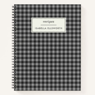 Niedlich Retro Gray Gingham Kariertes Personalisie Notizblock