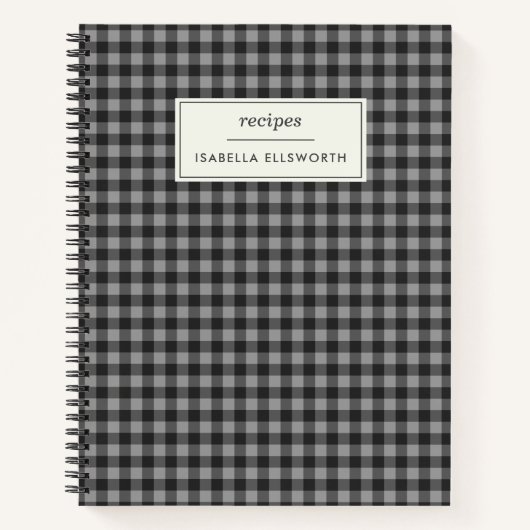 Niedlich Retro Gray Gingham Kariertes Personalisie Notizblock (Vorderseite)