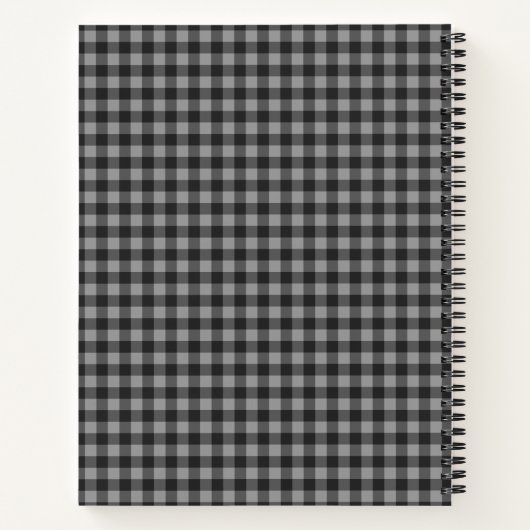 Niedlich Retro Gray Gingham Kariertes Personalisie Notizblock (Rückseite)