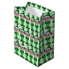 Niedlich Retro Green Christmas Elves Elf Geschenkt Mittlere Geschenktüte