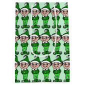 Niedlich Retro Green Christmas Elves Elf Geschenkt Mittlere Geschenktüte (Rückseite)