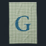 Niedlich Retro Green Gingham Kariert Pattern Monog Geschirrtuch<br><div class="desc">Niedlich Retro Green Gingham Kariertes Muster Monogram Küchentuch</div>