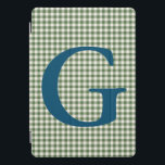 Niedlich Retro Green Gingham Kariert Pattern Monog iPad Pro Cover<br><div class="desc">Niedlicher Retro Green Gingham Kariert Pattern Monogram Case</div>