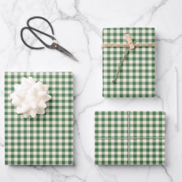Niedlich Retro Green Gingham Kariertes Muster Geschenkpapier Set