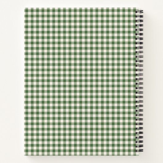 Niedlich Retro Green Gingham Kariertes Personalisi Notizblock (Rückseite)