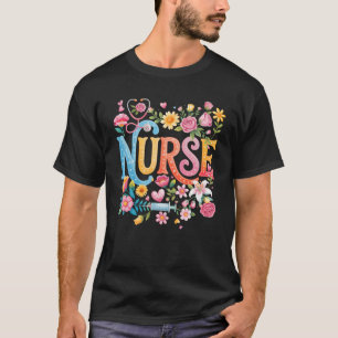 Niedlich Retro Groovy Blume Pflege Frauen Shirt