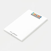 Niedlich Retro Groovy Script Name Teacher Post-it Klebezettel (angewinkelt)