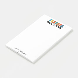 Niedlich Retro Groovy Script Name Teacher Post-it Klebezettel