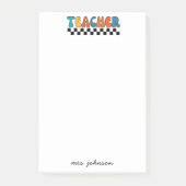 Niedlich Retro Groovy Script Name Teacher Post-it Klebezettel (Vorderseite)