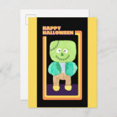 Niedlich Retro Halloween Frankenstein Monster Postkarte (Vorne/Hinten)