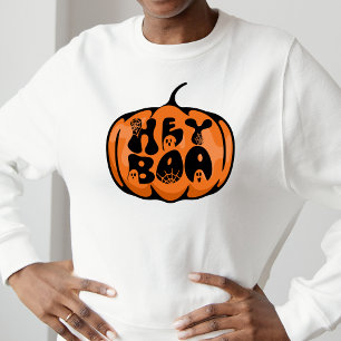 Niedlich Retro Halloween Hey Boo Pumpkin Ghost Sweatshirt