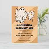 Niedlich Retro Halloween Little Boo Baby Dusche Einladung (Stehend Vorderseite)