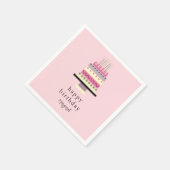 Niedlich Retro Hand Illustriert Girly Pink Geburts Serviette (Ecke)