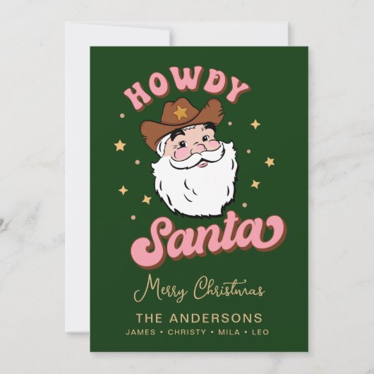 Niedlich Retro Howdy Santa Cowboy Texas Christmas  Einladung (Vorderseite)