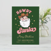 Niedlich Retro Howdy Santa Cowboy Texas Christmas  Einladung (Stehend Vorderseite)