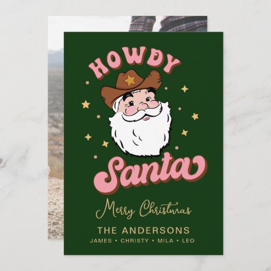 Niedlich Retro Howdy Santa Cowboy Texas Christmas  Einladung (Vorne/Hinten)