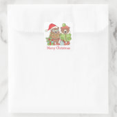 Niedlich Retro Image Christmas Bears Square Sticke Quadratischer Aufkleber (Tasche)