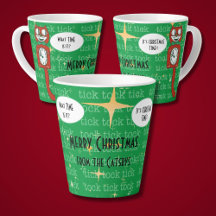 Niedlich Retro 'It's Christmas time' Cat Clock Cus