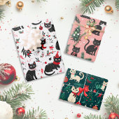 Niedlich Retro Katzenjause Geschenkpapier Set