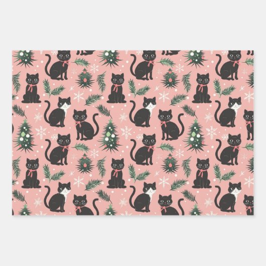 Niedlich Retro Katzenjause Geschenkpapier Set (Vorderseite 2)