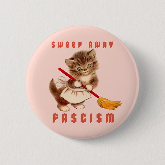Niedlich Retro Kitten - Faschismus abschrecken Button (Vorderseite)