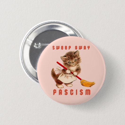 Niedlich Retro Kitten - Faschismus abschrecken Button (Vorne & Hinten)