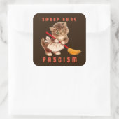 Niedlich Retro Kitten - Faschismus abschrecken Quadratischer Aufkleber (Tasche)